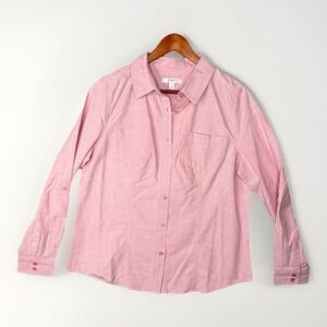 Liz Claiborne Pastel Pink Cotton Dress Shirt Womens Medium Classic Career Casual